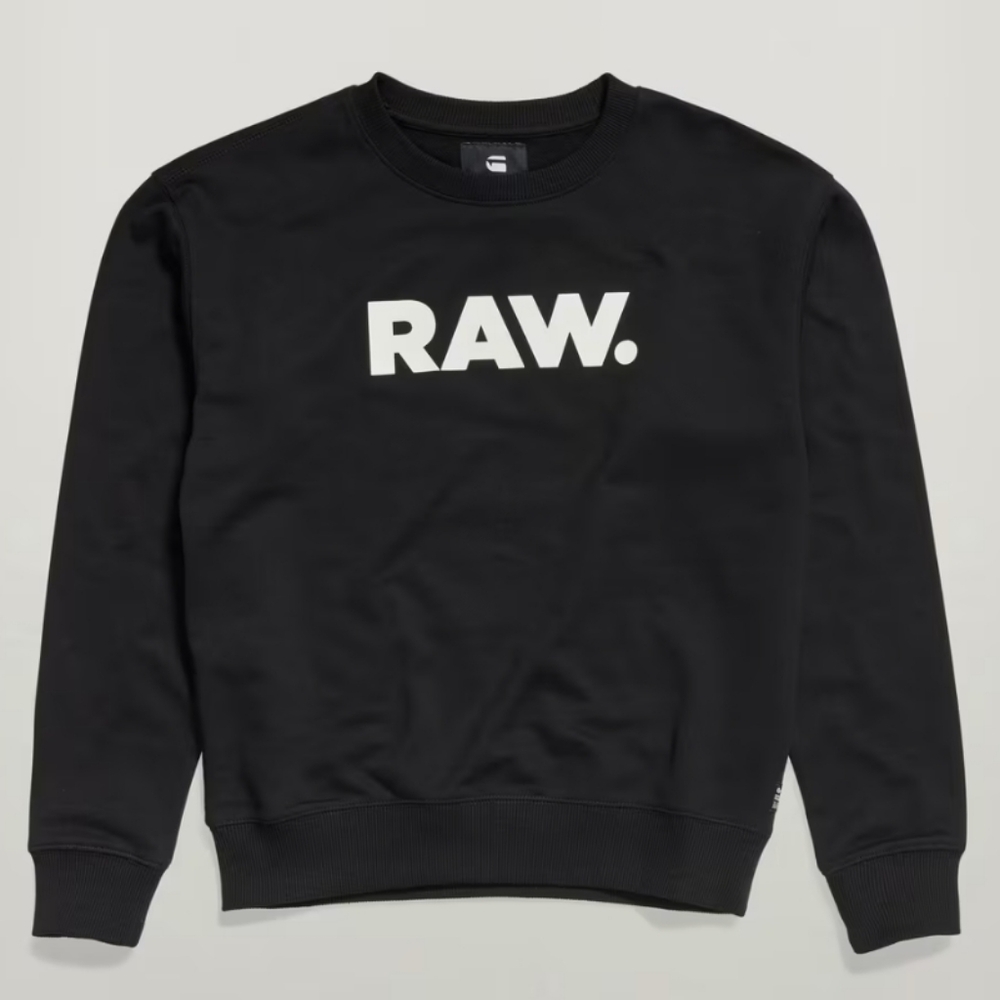G-Star RAW Black Crewneck Sweatshirt with White Logo